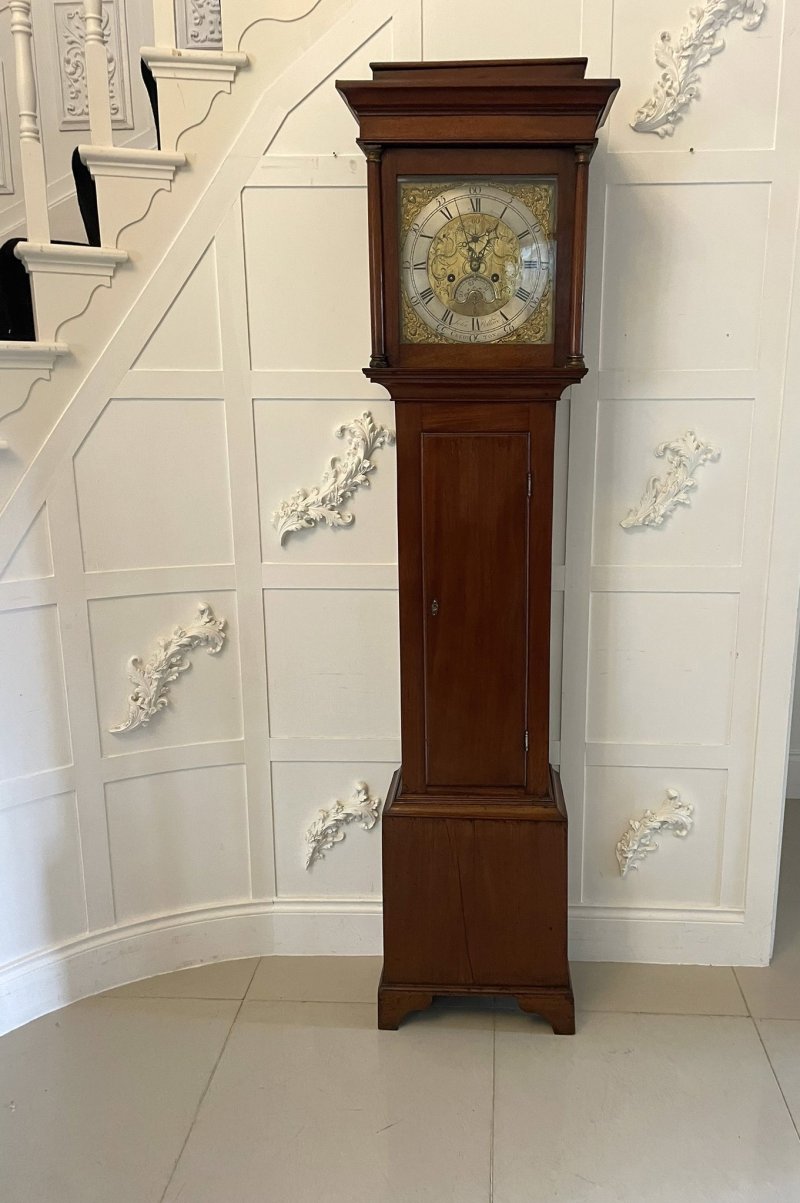 Antique George III 18th Century Quality Brass Faced 8 Day Longcase Clock by John Pollard of Crediton